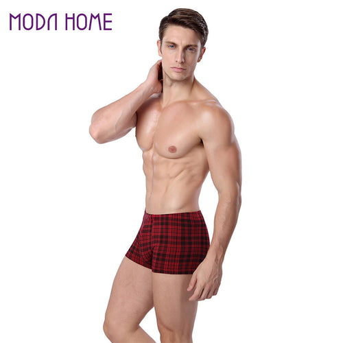 comfortable men boxer shorts plaid tartan elastic waist cotton trunks men underwear boxers panties underpants plus size J4U66