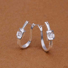 silver plated earing sterling silver jewelry apple u shaped insets stud earrings smte310 J4U66