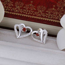 silver plated earing sterling silver jewelry inlaid stone heart stud earrings smte371 J4U66