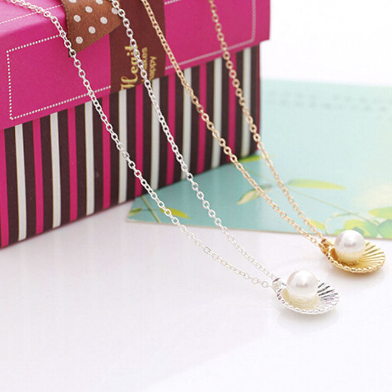 Simulated Pearl Necklace Jewelry Shell Statement Necklace For Women Jewelry S J4U66