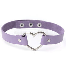punk women ladies gothic leatherchoker heart chain spike rivet buckle collar necklace J4U66