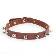 Punk Ladies Gothic Leather Choker Heart Chain Spike Rivet Buckle Collar Necklace J4U66