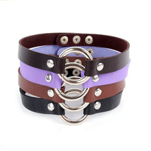 punk women ladies gothic leatherchoker heart chain spike rivet buckle collar necklace J4U66
