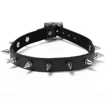 punk women ladies gothic leatherchoker heart chain spike rivet buckle collar necklace J4U66