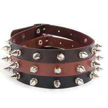 punk women ladies gothic leatherchoker heart chain spike rivet buckle collar necklace J4U66