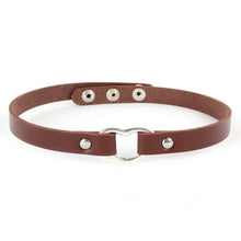 punk women ladies gothic leatherchoker heart chain spike rivet buckle collar necklace J4U66