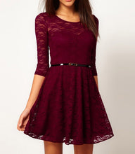 women casual dresses o neck 3colors plus size half sleeve skater lace dress without belt womens clothing J4U66