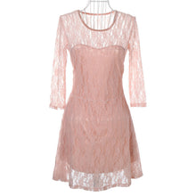 women casual dresses o neck 3colors plus size half sleeve skater lace dress without belt womens clothing J4U66