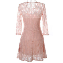 women casual dresses o neck 3colors plus size half sleeve skater lace dress without belt womens clothing J4U66
