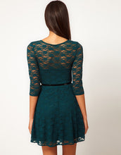 women casual dresses o neck 3colors plus size half sleeve skater lace dress without belt womens clothing J4U66