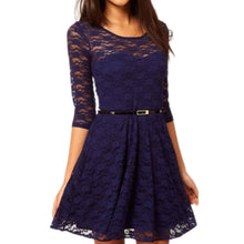 women casual dresses o neck 3colors plus size half sleeve skater lace dress without belt womens clothing J4U66