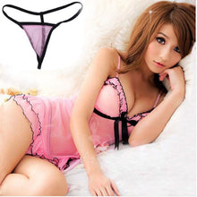 Sexy Women Pink Lace Baby Dolls Nightdress With Lingerie Babydoll Set Sleepwear LY5 J4U66