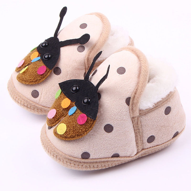 Super Cozy Newborn Baby Boy Ladybug Crib Shoes Toddlers Fleece Walking First Walkers J4U66