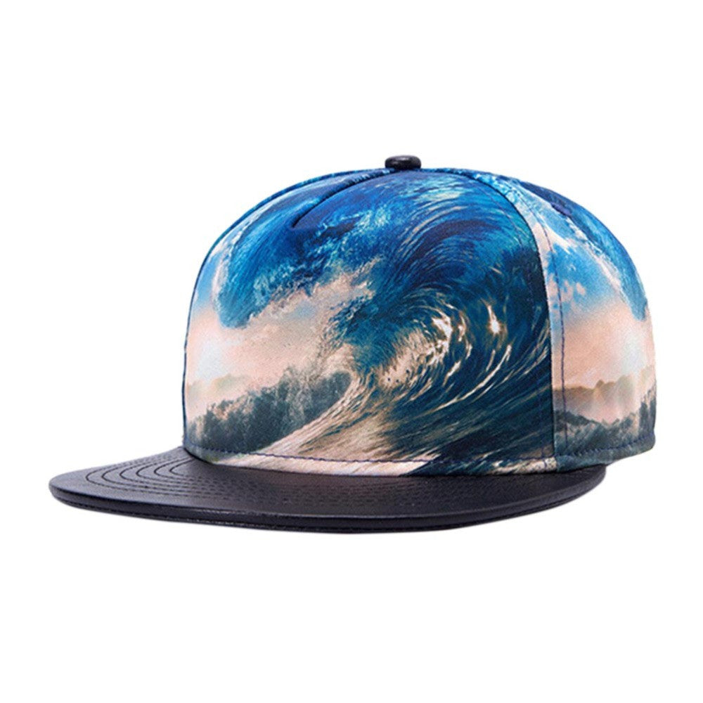 Men Women Snapback Adjustable 3D Waves Baseball Cap Hip Hop Hat Outdoor Fishing Raiders J4U66