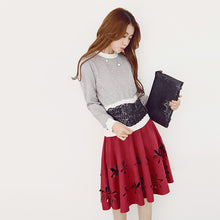 women skirt faux suede hollow out high waist a line skirt womens skirts black burgundy brown J4U66