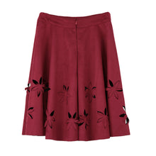 women skirt faux suede hollow out high waist a line skirt womens skirts black burgundy brown J4U66