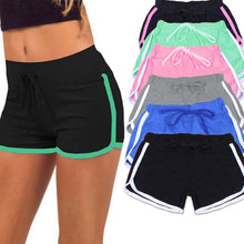 Yo-Ga Drawstring Shorts Casual Loose Cotton Contrast Binding Side Split Elastic Waist Short Femme J4U66