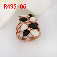 jewelry 18k gp black and white flower sfe rings for women ring 45 J4U66