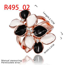 jewelry 18k gp black and white flower sfe rings for women ring 45 J4U66