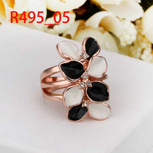 jewelry 18k gp black and white flower sfe rings for women ring 45 J4U66