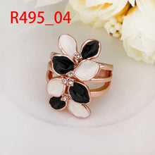 jewelry 18k gp black and white flower sfe rings for women ring 45 J4U66