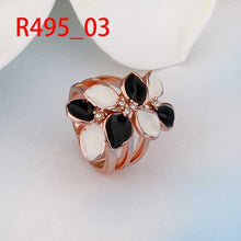 jewelry 18k gp black and white flower sfe rings for women ring 45 J4U66