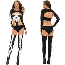 scary halloween costumes for women three pieces set human skeleton backless cosplay squelette costume cut out skull clothing J4U66