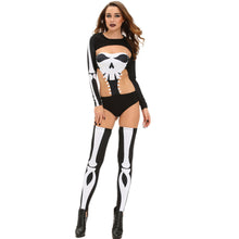 scary halloween costumes for women three pieces set human skeleton backless cosplay squelette costume cut out skull clothing J4U66