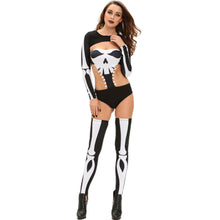 scary halloween costumes for women three pieces set human skeleton backless cosplay squelette costume cut out skull clothing J4U66