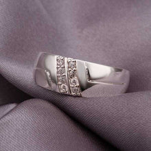 silver ring silver plated jewelry ring double inlaid stone rings smtr23 J4U66