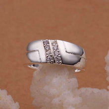silver ring silver plated jewelry ring double inlaid stone rings smtr23 J4U66