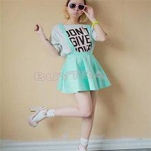 Women Suspender Skirt Pastel Skater Flared Pleated Mini Dress Belt Waist J4U66