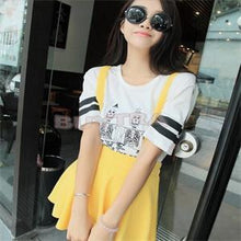 Women Suspender Skirt Pastel Skater Flared Pleated Mini Dress Belt Waist J4U66