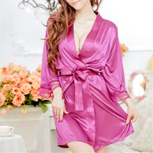 Sexy Lingerie Satin Lace Kimono Intimate Sleepwear Robe Sexy Night GownWomen Sexy underwear 5 Colors  J4U66