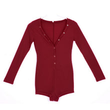 sexy women v neck button long sleeve jumpsuit bodycon rompers shorts bodysuit J4U66