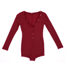 sexy women v neck button long sleeve jumpsuit bodycon rompers shorts bodysuit J4U66