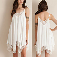 Women's Lace Sleeveless Short Dress Beach Dress V Neck Mini Dress S-XL J4U66