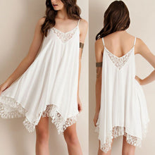 Women's Lace Sleeveless Short Dress Beach Dress V Neck Mini Dress S-XL J4U66
