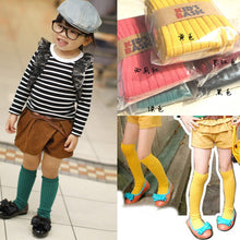 baby socks school cotton knee high kids boys girls socks candy colors 5 colors J4U66