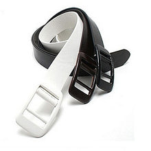 Men Women Anti Metal Allergy Leisure Belt Solid Plastic Head Smooth Buckle Belt White Black Coffee 3 Colors J4U66