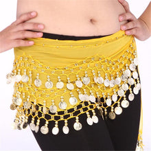 Belly Dance Dancing 3 Rows Hip Skirt Scarf Wrap Belt Hipscarf with 128 Coins ForJFY66