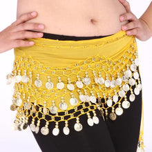 women belly dance dancing 3 rows hip skirt scarf wrap belt hipscarf with 12 coins J4U66