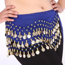 women belly dance dancing 3 rows hip skirt scarf wrap belt hipscarf with 12 coins J4U66