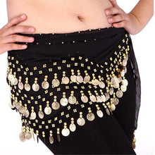 women belly dance dancing 3 rows hip skirt scarf wrap belt hipscarf with 12 coins J4U66