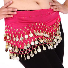 women belly dance dancing 3 rows hip skirt scarf wrap belt hipscarf with 12 coins J4U66