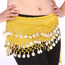 women belly dance dancing 3 rows hip skirt scarf wrap belt hipscarf with 12 coins J4U66