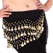 women belly dance dancing 3 rows hip skirt scarf wrap belt hipscarf with 12 coins J4U66