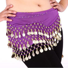 women belly dance dancing 3 rows hip skirt scarf wrap belt hipscarf with 12 coins J4U66