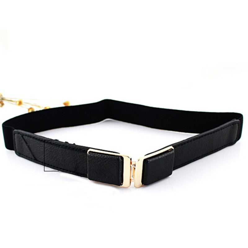 Women Ladies Fashion Thin Metal Buckle PU Leather Candy Color Corset Waist Belt P16 J4U66