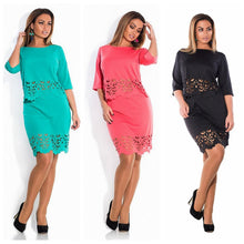 Women Lady Crochet Hollow Plus Size Party Evening Club Dress Two-piece H54 J4U66